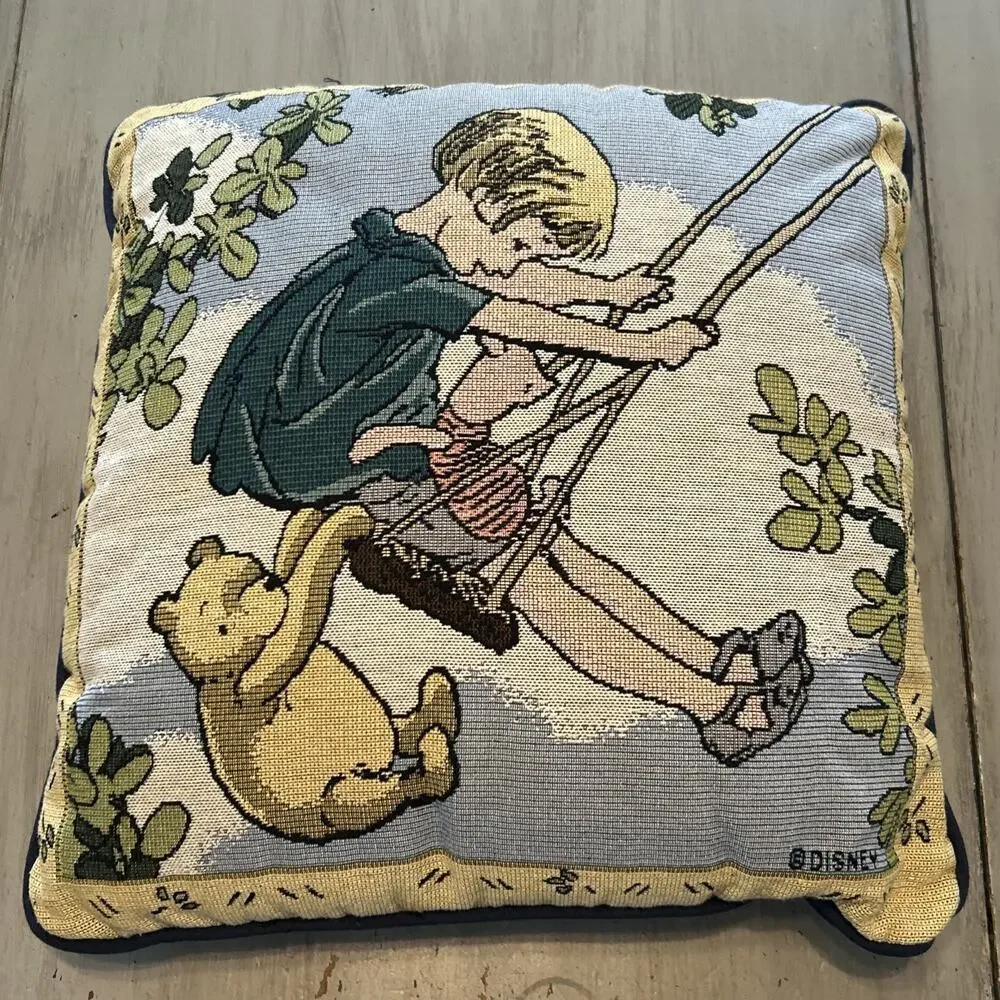 Disney Classic Winnie the Pooh Tapestry Throw Pillow Piglet Christopher Robin